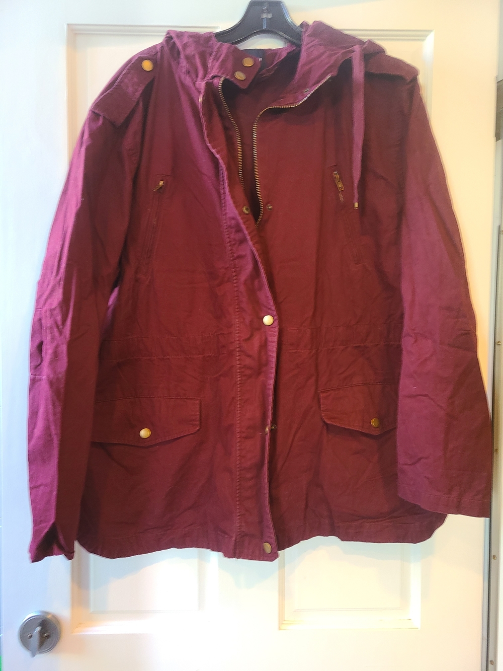 Match Burgundy Hooded Utility Jacket